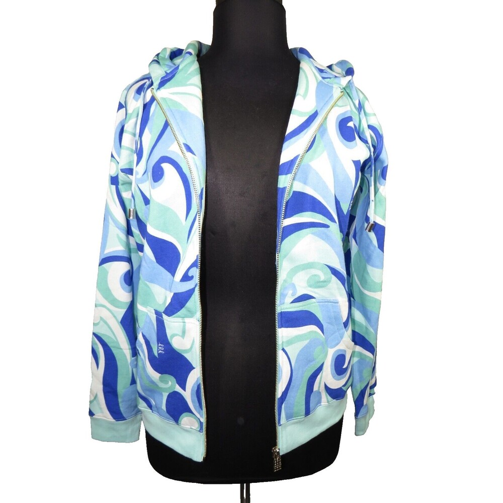 Hill House The Allie Zip-Up Hoodie Ocean Kaleidoscope Blue Women's Size Medium - Picture 3 of 8